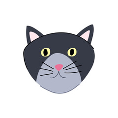 kitty cat face cartoon. tabby surprise, food black, gray clipnature kitty cat face sign. isolated symbol vector illustration