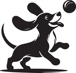 Playing dog silhouette vector eps