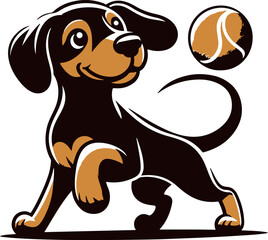 Playing dog silhouette vector eps