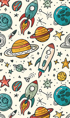 2D illustrator doodle tile patterns with cute graphic designs