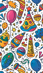 2D illustrator doodle tile patterns with cute graphic designs