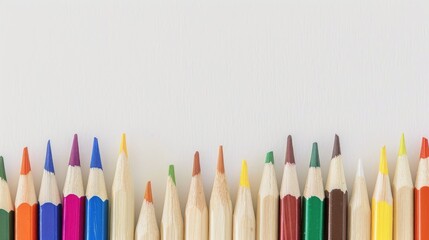 Back to school colorful pencils on white backdrop