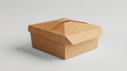 A closed brown cardboard box with a lid on a white background.
