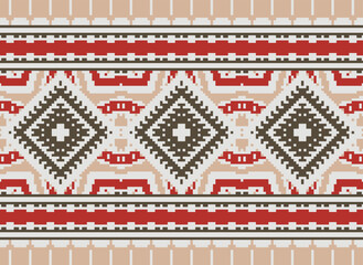 Ikat seamless ogee vector pattern. Aztec tribal abstract modern textile print. Damask style background with stripes and chevron. Ethnic watercolor fabric. Boho