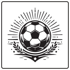 Obraz premium new football logo and T-shirt design silhouette vector style with white background , Vector flying football ,