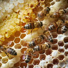 bees on honeycomb