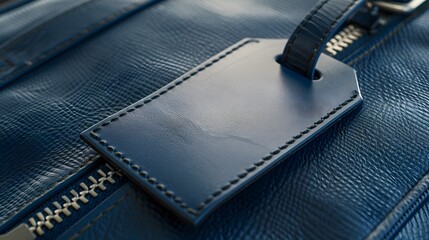 Blank Label Luggage Tag: A luggage tag with no label on a travel bag.
