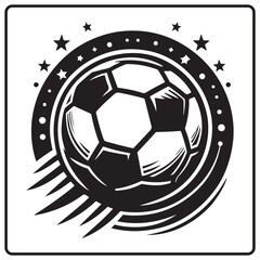 new football logo and T-shirt design silhouette vector style with white background , Vector flying football ,