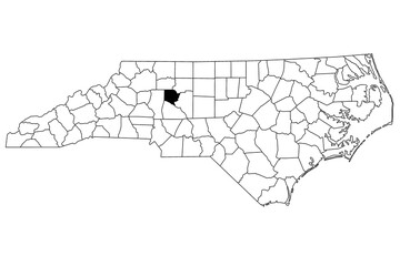 Map of Davie County in North Carolina state on white background. single County map highlighted by black color on North Carolina map. UNITED STATES, US