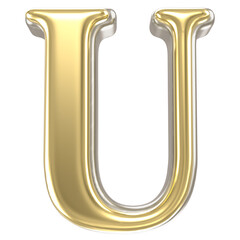 Gold Font U 3D Render