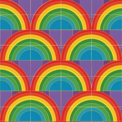 Obraz premium Vibrant Rainbow Arcs Geometric Pattern Background