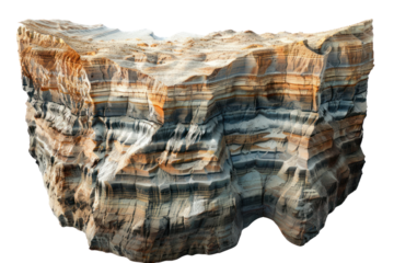 Enchanting valleys carved by ancient rivers There are rock layers that reveal the geological history of the Earth. Isolated on a white background
