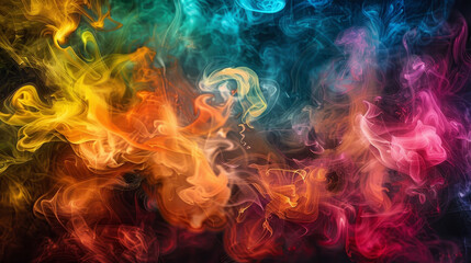 Fototapeta premium A colorful smokey background with a yellow flame in the middle