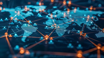 A global network of interconnected people represented by a glowing world map.