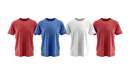 Set of Plain solid color polo shirts for men and women suitable for casual and semi-formal wear isolated on transparent background.