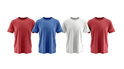 Set of Plain solid color polo shirts for men and women suitable for casual and semi-formal wear isolated on transparent background.