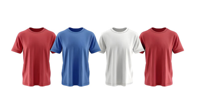 Set of Plain solid color polo shirts for men and women suitable for casual and semi-formal wear isolated on transparent background.