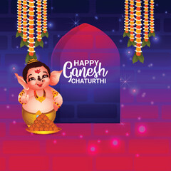 Happy ganesh chaturthi indian vector illustration background