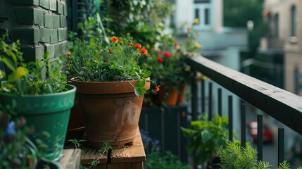 Fototapeta premium Using Words Related to Gardening on Balcony