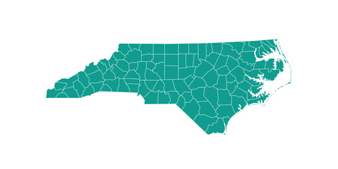 North Carolina administrative map. counties map of North Carolina with color, blank Map, empty map of North Carolina