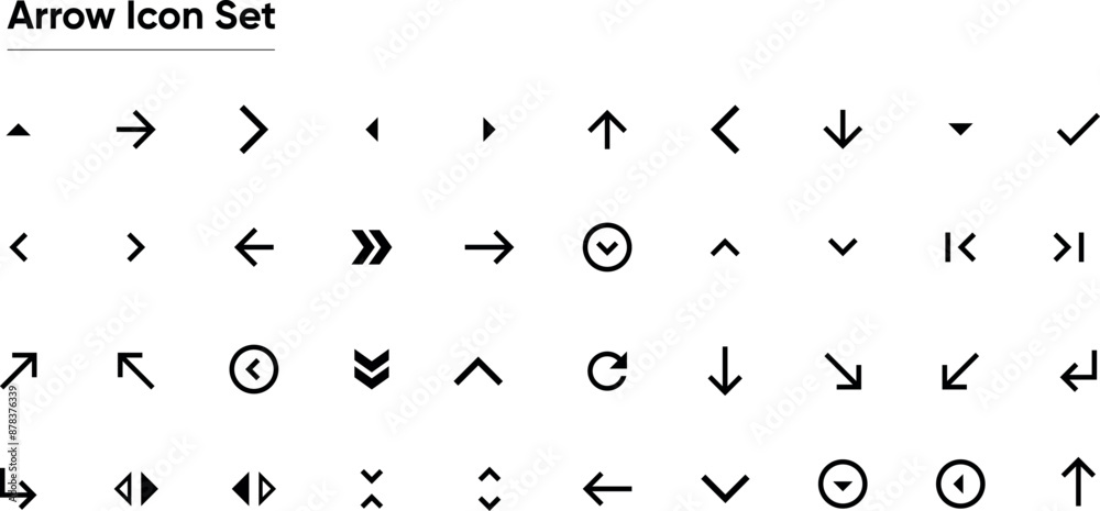 Wall mural arrow icon set. arrow. cursor. collection different arrows sign. black vector arrows icons. modern s