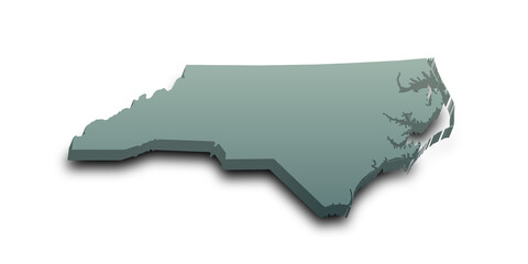 Fototapeta premium 3d Map of North Carolina state with color. United State of America, US, United State