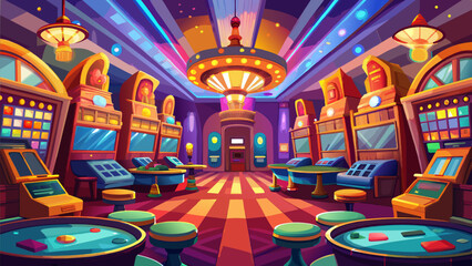 Obraz premium Detailed vector illustration of a Las Vegas casino interior