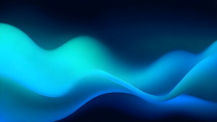 Abstract blue and green wave on a black background.  A digital, modern design with light and dark colors.  Concept of movement, fluidity, and energy.
