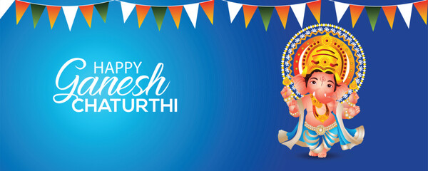 Vector illustration of lord ganesha for happy ganesh chaturthi banner