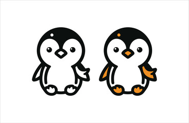 Obraz premium Cute Penguin silhouette vector art illustration
