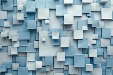 blue abstract 3D background with squares, textured geometric backdrop, abstract textured blocks. Geometric shapes overlap creating harmonious abstract composition.