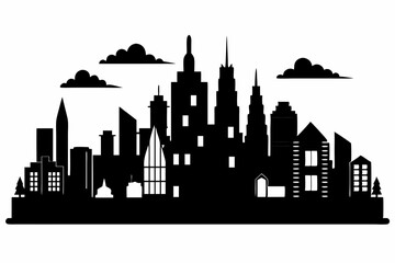 A city silhouette black color vector art illustration