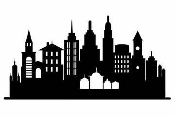 A city silhouette black color vector art illustration