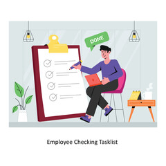 Employee Checking Tasklist  concept flat style stock illustration. EPS 10 File 