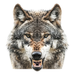 Fototapeta premium angry wolf head isolated on white background