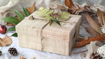 Eco-friendly gift box with recycled materials and natural elements, gift box, green festival