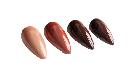 Collection of Artificial Nails in Various Shades for Beauty and Nail Art Projects isolated on transparent background.