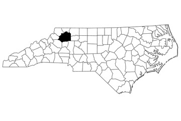 Map of Wilkes County in North Carolina state on white background. single County map highlighted by black color on North Carolina map. UNITED STATES, US © Akhtar Ansari 