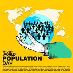 World Population Day, 11 July, Poster and banner vector