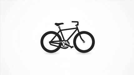 Minimalist Black Bicycle Icon on Clean White Background for Fitness and Wellness Concepts