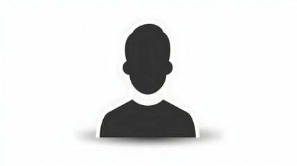 Simple Black User Profile Icon on White Background for Software or App Design