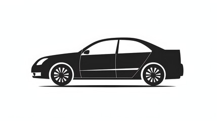 Obraz premium Black Car Icon on White Background Representing Transportation