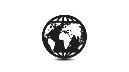 Obraz premium Black and White Globe Icon Representing Global Connectivity and Communication