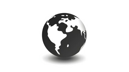 Fototapeta premium Clean and Simple Black Globe Icon on White Background Representing Global Concept
