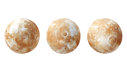 Set of Globes with Different Planet Designs for Educational and Space Projects isolated on transparent background.