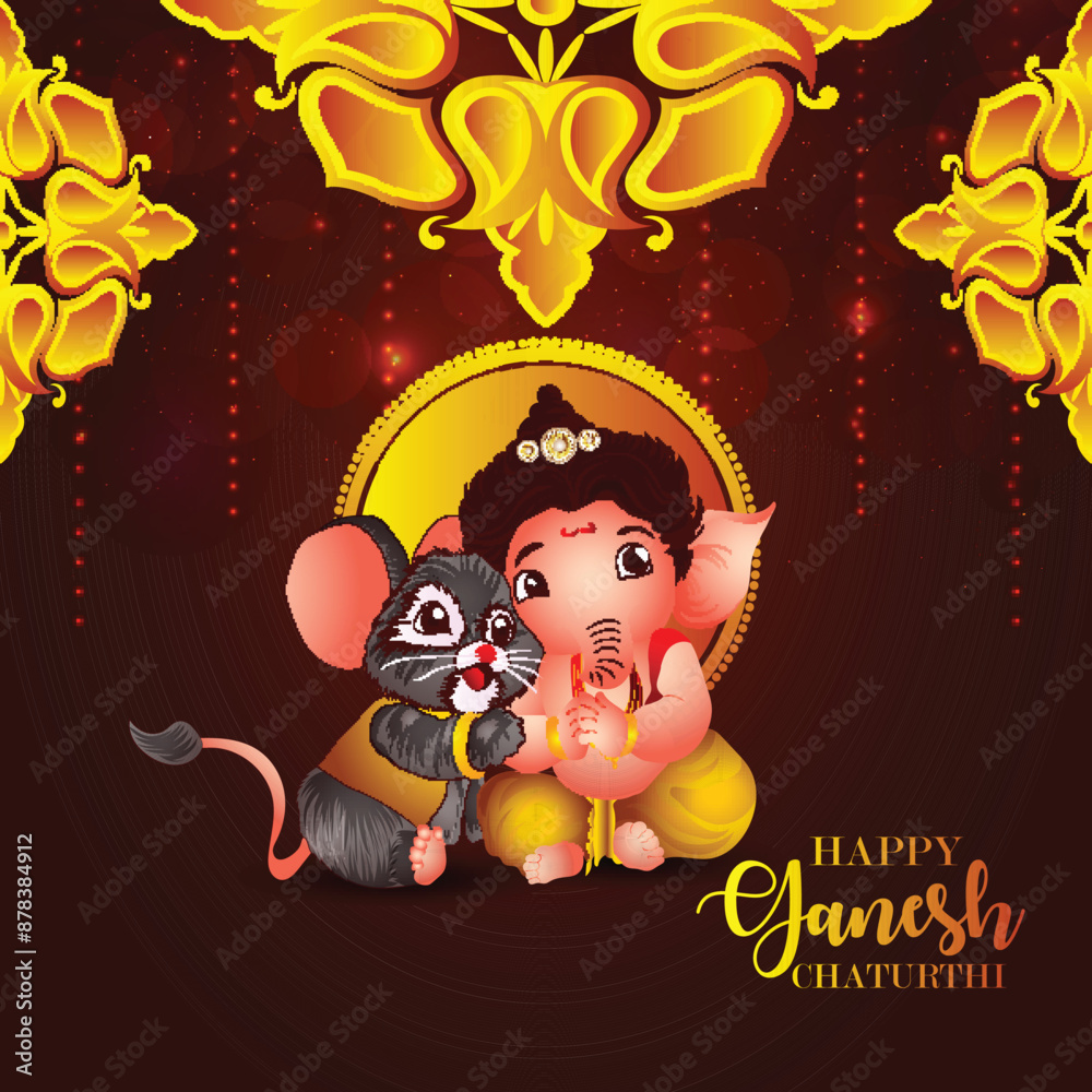 Wall mural Indian festival happy ganesh chaturthi celebration card