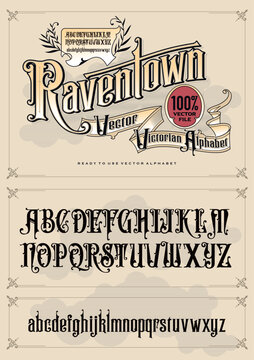 A vintage antique victorian ephemera alphabet vector