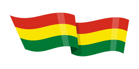Vector illustration of wavy Bolivia flag on transparent background