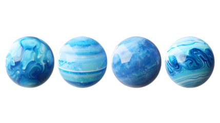 Colorful planets set for educational and decorative purposes. Isolated on transparent background.