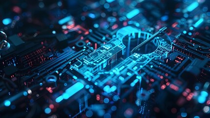 Obraz premium Secure Digital Locks and Keys for Quantum Cryptography and Cybersecurity Innovation